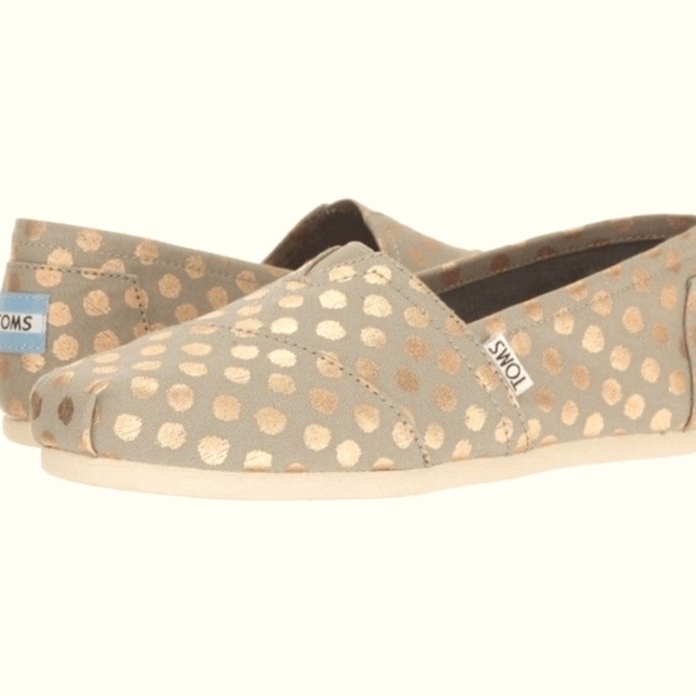TOMS Canvas Slip on Rose Gold, Polka Dot  6.5